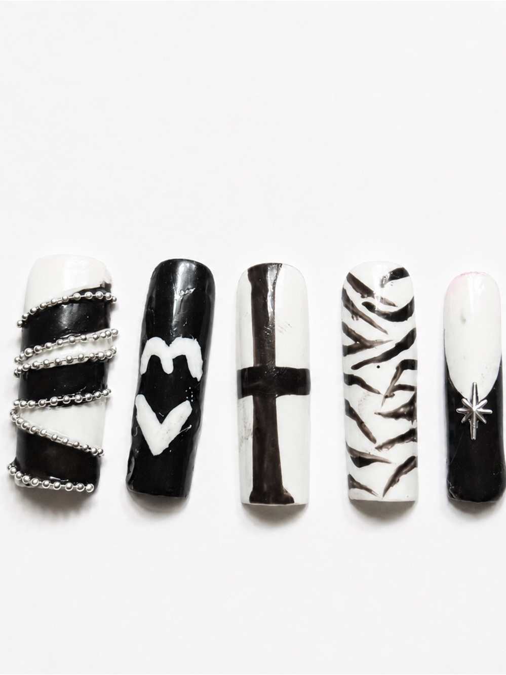black and white archive nails